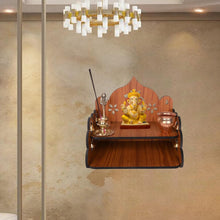 Load image into Gallery viewer, Puzzle Berry Nivasam Engineered Wood Hand Crafted OM Pattern Pooja Mandir for Home & Office, Wall Mounted Wooden Temple, Pooja Stand with Storage Cabinet, Home Decor,Mandir from ETrade