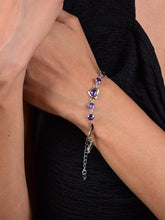 Load image into Gallery viewer, Nilu's Collection Copper Sterling Silver Plated Heart Shape Designed Charm Bracelet for Women (Pack of 1,Purple) (Purple)