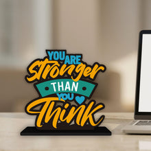 Load image into Gallery viewer, Art Vibes Artvibes Wooden Idols And Figurine You Are Stronger Than You Think Motivational Quote Table Decoration For Office Desk|Home Decor Item|Living Room|Modern Art Wood Showpiece Gift (Sp_1165)
