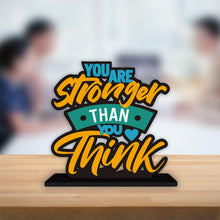 Load image into Gallery viewer, Art Vibes Artvibes Wooden Idols And Figurine You Are Stronger Than You Think Motivational Quote Table Decoration For Office Desk|Home Decor Item|Living Room|Modern Art Wood Showpiece Gift (Sp_1165)
