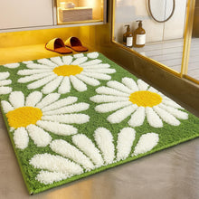 Load image into Gallery viewer, Roseate Flower Super Soft (40x60 cm) Microfiber 2000 GSM Bath Mat Super Absorbent Anti-Skid Door Mats for Home/Bathroom/Bedroom/Kitchen/Floor Mat (Green) Pack of 1