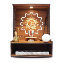Load image into Gallery viewer, Heartily® Mangal Beautiful Wooden Pooja Stand for Home Pooja Mandir for Home Temple for Home and Office Puja Mandir for Home Wall Mounted with LED Spot Light Size (H- 15.5, L- 11.5, W-11 Inch)