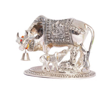 Load image into Gallery viewer, KridayKraft Kamdhenu Cow,Calf with Bal Gopal Krishna Metal Statue for Good Luck,Feng Shui As Table Top Figurine,Vastu,Religious Gau MATA Idol Home,Office&Table Decorative,Animal,17 Cm,13.5 Cm,Silver