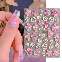 Load image into Gallery viewer, MAYCREATE® 5 Sheets Nail Art Decor Stickers 3D Embossed Flower Charms for Nail Art 5 Styles Flower Nail Charm Sticker for DIY Nail Extension Self-Adhesive Nail Art Decals