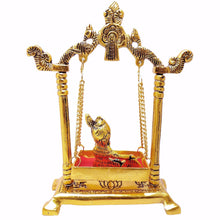 Load image into Gallery viewer, CHHARIYA CRAFTS Metal Krishna Jhula Laddu Gopal on Jhula Palana for Home Office Metal Krishna Murti Showpiece Figurines Religious Idol Gift Article