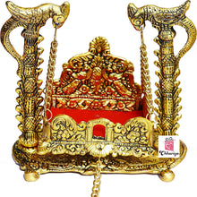 Load image into Gallery viewer, CHHARIYA CRAFTS Metal Krishna Jhula Laddu Gopal Jhula For Home And Office (16.5 X 9 X 16.5 Cm), Krishna Jhula, Gold