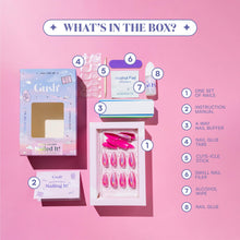 Load image into Gallery viewer, Gush Beauty Press On Nails | Reusable Extensions | Artificial Nails Set | Long Lasting Design | Glue Tabs and nail glue included | Pack of 24 Nails | For women (Ballerina Baby - Medium Square)