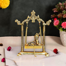 Load image into Gallery viewer, CHHARIYA CRAFTS Metal Krishna Jhula Laddu Gopal on Jhula Palana for Home Office Metal Krishna Murti Showpiece Figurines Religious Idol Gift Article