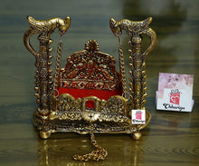 Load image into Gallery viewer, CHHARIYA CRAFTS Metal Krishna Jhula Laddu Gopal Jhula For Home And Office (16.5 X 9 X 16.5 Cm), Krishna Jhula, Gold