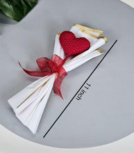 Load image into Gallery viewer, Artificial Flower Handmade Crochet Flower Heart Bouquet |Gifting for Him/Her, Girlfriend, Boyfriend, Weddings, Birthdays|Home Decor, Table, Office Desk, Bedroom(Fabric)