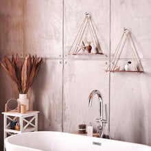 Load image into Gallery viewer, UHUD CRAFTS Hanging Shelves - Adjustable Rope Hanging Shelf, Wall Hanging Decor, Lightweight, Premium Wooden Shelf, Hanging Plant Shelf for Bedroom and Living Room (1 Pcs)