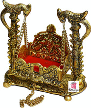Load image into Gallery viewer, CHHARIYA CRAFTS Metal Krishna Jhula Laddu Gopal Jhula For Home And Office (16.5 X 9 X 16.5 Cm), Krishna Jhula, Gold