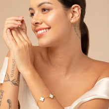 Load image into Gallery viewer, SALTY Anti Tarnish Victorian White Clover Bracelet for Women | Fancy Jewellery Gifts | Hand Band | Latest Fashion Accessories for Girls | Minimal Jewelry Design | Ideal for Gifting