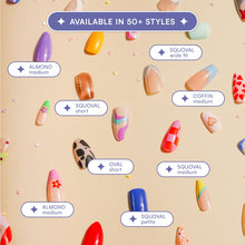 Load image into Gallery viewer, Gush Beauty Press On Nails | Reusable Extensions | Artificial Nails Set | Long Lasting Design | Glue Tabs and nail glue included | Pack of 24 Nails | For women (Ballerina Baby - Medium Square)