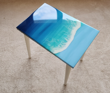 Load image into Gallery viewer, Resin Table , Resin Art Table, Epoxy table, Epoxy table with Wood Work, Resin Coffee Table , Customized Resin Tables, Customized River Table, Customized Epoxy Table, Epoxy Sea Art, Natural Ocean Wave Resin Side Table, Resin Sofa Table, , Beach Theme Table
