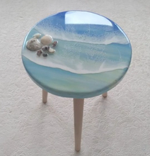Load image into Gallery viewer, Resin Table , Resin Art Table, Epoxy table, Epoxy table with Wood Work, Resin Coffee Table , Customized Resin Tables, Customized River Table, Customized Epoxy Table, Epoxy Sea Art, Natural Ocean Wave Resin Side Table, Resin Sofa Table, , Beach Theme Table