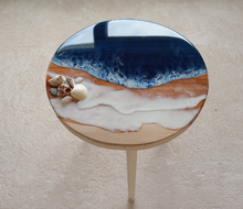 Load image into Gallery viewer, Resin Table , Resin Art Table, Epoxy table, Epoxy table with Wood Work, Resin Coffee Table , Customized Resin Tables, Customized River Table, Customized Epoxy Table, Epoxy Sea Art, Natural Ocean Wave Resin Side Table, Resin Sofa Table, , Beach Theme Table