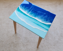 Load image into Gallery viewer, Resin Table , Resin Art Table, Epoxy table, Epoxy table with Wood Work, Resin Coffee Table , Customized Resin Tables, Customized River Table, Customized Epoxy Table, Epoxy Sea Art, Natural Ocean Wave Resin Side Table, Resin Sofa Table, , Beach Theme Table