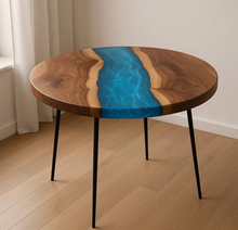 Load image into Gallery viewer, Resin Table , Resin Art Table, Epoxy table, Epoxy table with Wood Work, Resin Coffee Table , Customized Resin Tables, Customized River Table, Customized Epoxy Table, Epoxy Sea Art, Natural Ocean Wave Resin Side Table, Resin Sofa Table, , Beach Theme Table
