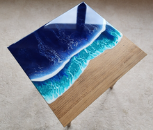Load image into Gallery viewer, Resin Table , Resin Art Table, Epoxy table, Epoxy table with Wood Work, Resin Coffee Table , Customized Resin Tables, Customized River Table, Customized Epoxy Table, Epoxy Sea Art, Natural Ocean Wave Resin Side Table, Resin Sofa Table, , Beach Theme Table