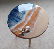 Load image into Gallery viewer, Resin Table , Resin Art Table, Epoxy table, Epoxy table with Wood Work, Resin Coffee Table , Customized Resin Tables, Customized River Table, Customized Epoxy Table, Epoxy Sea Art, Natural Ocean Wave Resin Side Table, Resin Sofa Table, , Beach Theme Table