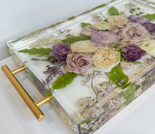 Load image into Gallery viewer, Resin Flower Preserved Big Premium Tray, Large Rectangle Resin Flower Tray, Wedding Floral Preservation | Flower Preservation | Bridal Bouquet Preservation | Resin Floral Tray | Bridal Gift | Wedding Gift for Bride