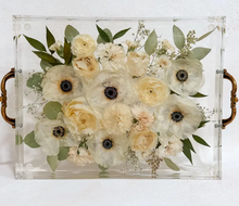 Load image into Gallery viewer, Resin Flower Preserved Big Premium Tray, Large Rectangle Resin Flower Tray, Wedding Floral Preservation | Flower Preservation | Bridal Bouquet Preservation | Resin Floral Tray | Bridal Gift | Wedding Gift for Bride