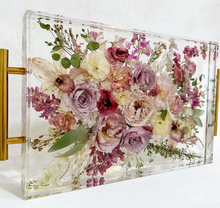 Load image into Gallery viewer, Resin Flower Preserved Big Premium Tray, Large Rectangle Resin Flower Tray, Wedding Floral Preservation | Flower Preservation | Bridal Bouquet Preservation | Resin Floral Tray | Bridal Gift | Wedding Gift for Bride