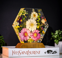 Load image into Gallery viewer, Real Flower Resin Night Light, Customized Dried Flower Resin Lamp, Real Flower Epoxy Resin Lamp, Resin Home Decor, Keep Sake, Preserved Flowers lamp, Preserved Flowers Home Decor, Resin Interior Lamp