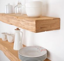 Load image into Gallery viewer, Rustic Floating Shelf - Thick Handmade Natural Wood Wall Shelf - Distressed Decorative Finish