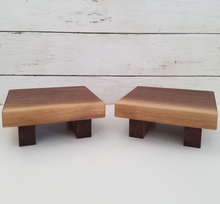 Load image into Gallery viewer, Small Walnut Wood Square Risers for Plants, Candles and Collectibles (Set of 2), Wooden handmade Small Paata