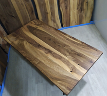 Load image into Gallery viewer, Wood Dining Table, Solid wood Dining Table Top & Legs, Rustic Wooden Dine Table, Custom Walnut Wood Slab Dinning Table