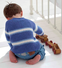 Load image into Gallery viewer, Crochet Baby Striped sweater making DIY Kit , DIY Crochet Kit Yarn, Crochet Material Kit with Yarn, Crochet Needles, Tools & Accessories, Crochet Kit Starter, Crochet sweater making kit