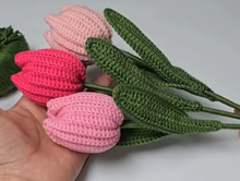 Load image into Gallery viewer, Crochet Tulip Flowers and Bouquet making Kit with Video Instructions and DIY material