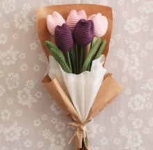 Load image into Gallery viewer, Handmade Crochet Tulip Bouquet, Crocheted Flower Bouquet, Crochet Bunch of Flowers for Gift
