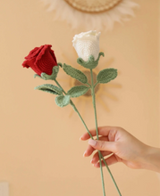 Load image into Gallery viewer, Handmade Crochet Rose Bouquet, Crocheted Flower Bouquet, Crochet Bunch of Flowers for Gift Only Roses No Vase - 7 Roses