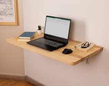 Load image into Gallery viewer, Premium Handcrafted Wooden Solid Wood Floating Desk, Wall Mounted Desk, Wall Hanging Desk, Laptop Desk, Study Table, Work From Home, Fold Down Desk