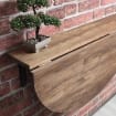 Load image into Gallery viewer, Round Solid Wood Murphy Desk: Wall Mounted Folding Table with Shelf (24''x36'')