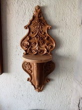 Load image into Gallery viewer, Wooden Entryway Shelf, Decorative Small shelf, Carved Wooden Small Shelf for mobile, remote and small decor items, Solid Wood