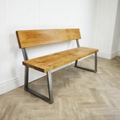 Load image into Gallery viewer, Sold Wood, Classic Box Steel Bench With Reclaimed Wooden Seat and Back