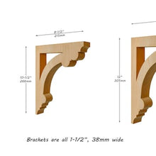 Load image into Gallery viewer, Wooden Handmade Shelf Bracket Pair, Elegant Hollow-out Brackets for Shelf 9 inch (custom size available on request)), Corbel