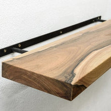 Load image into Gallery viewer, Walnut Floating Shelves, Custom Wood Shelves, Rustic Shelves, Bathroom Shelves with Bracket, Long Book Shelves,Kitchen Shelves