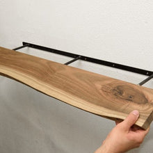 Load image into Gallery viewer, Walnut Floating Shelves, Custom Wood Shelves, Rustic Shelves, Bathroom Shelves with Bracket, Long Book Shelves,Kitchen Shelves