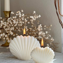 Load image into Gallery viewer, Pack of 6 Undyed Sea Shell Candle, Sea Shell Candle, Minimalist, Decorative Soy Wax Candle, Clamshell candle, Aesthetic Candle