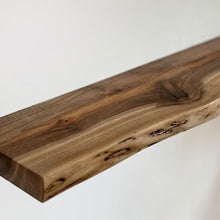 Load image into Gallery viewer, Walnut Floating Shelves, Custom Wood Shelves, Rustic Shelves, Bathroom Shelves with Bracket, Long Book Shelves,Kitchen Shelves