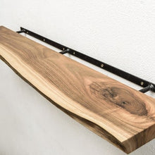 Load image into Gallery viewer, Walnut Floating Shelves, Custom Wood Shelves, Rustic Shelves, Bathroom Shelves with Bracket, Long Book Shelves,Kitchen Shelves