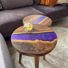 Load image into Gallery viewer, Resin Nested Coffee Table with Live Edge Walnut Wood, Minimalist Modern Design - 1 Table