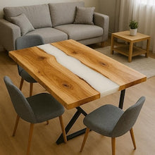 Load image into Gallery viewer, Wonderful dining table made of epoxy resin in a beautiful white color, dining table, epoxy table, resin, resin art, end table.