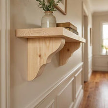 Load image into Gallery viewer, Wooden Floating Shelf Support bracket, Wooden Home Decor , Pure Solid Wood Hand Carved