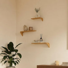 Load image into Gallery viewer, Luxury Designer wall shelves β set of 3 floating wood shelves solid wood β modern style for elegant home decor